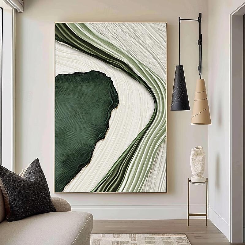 Abstract oil painting hand painted Beige Green Painting handmade Green wabi sabi artwork oil painting hand painted Textured Oil Painting Beige Oil Painting Abstract Canvas Art Modern decor