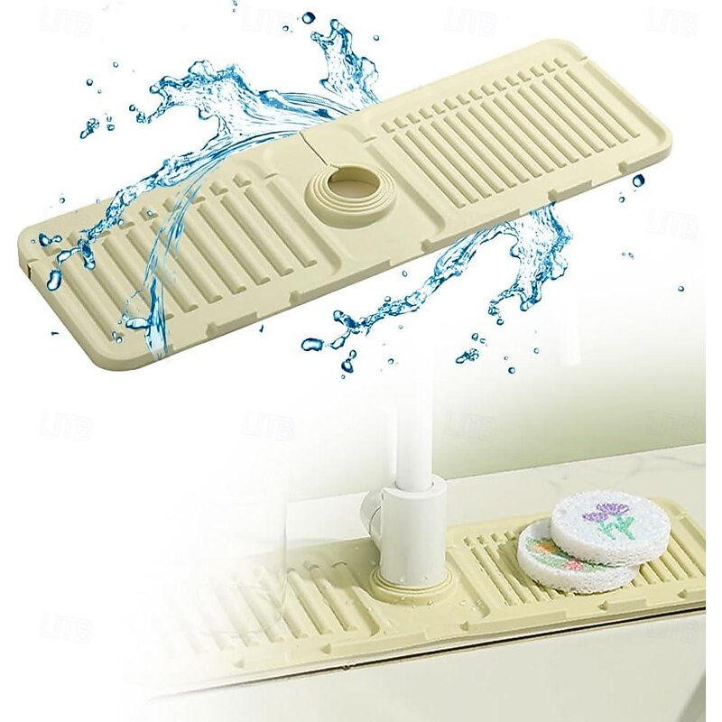 Kitchen Silicone Faucet Mat, Kitchen Sink Faucet Splash Guard Silicone Draining Mat Fast Drying Sink Tray, Sink Protectors Sink Faucet Mat Bathroom Drip Protector