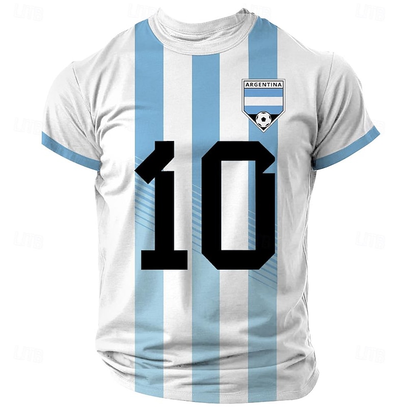Men's Argentina Soccer T Shirt Short Sleeve T shirt 3D Print Crew Neck Shirt Outdoor Athleisure White Summer Spring Clothing Apparel S M L XL XXL XXXL