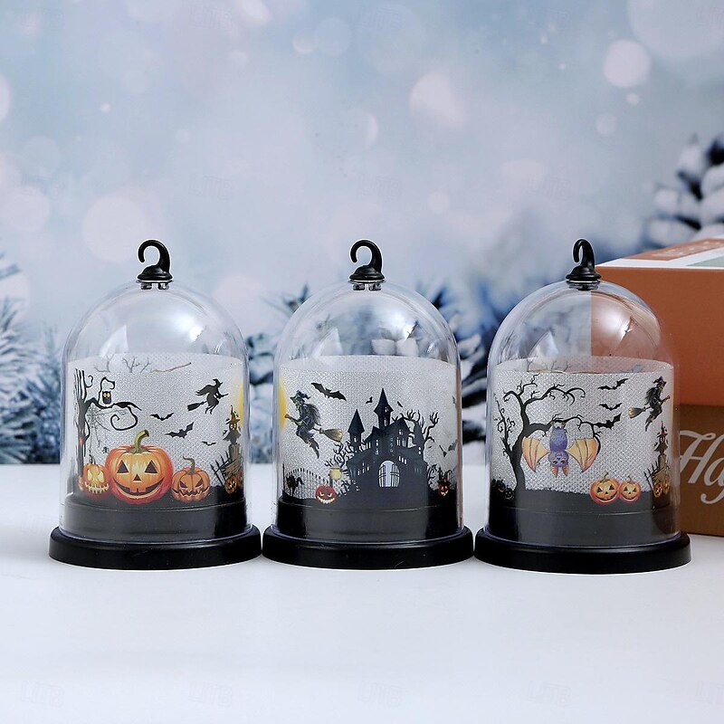 1 Pc Halloween 10.8 * 7.2CM Pumpkin Castle Witch LED Electronic Night Light Indoor and Outdoor Restaurant Party Festival Atmosphere Decorative Light AG10 * 3 Battery3