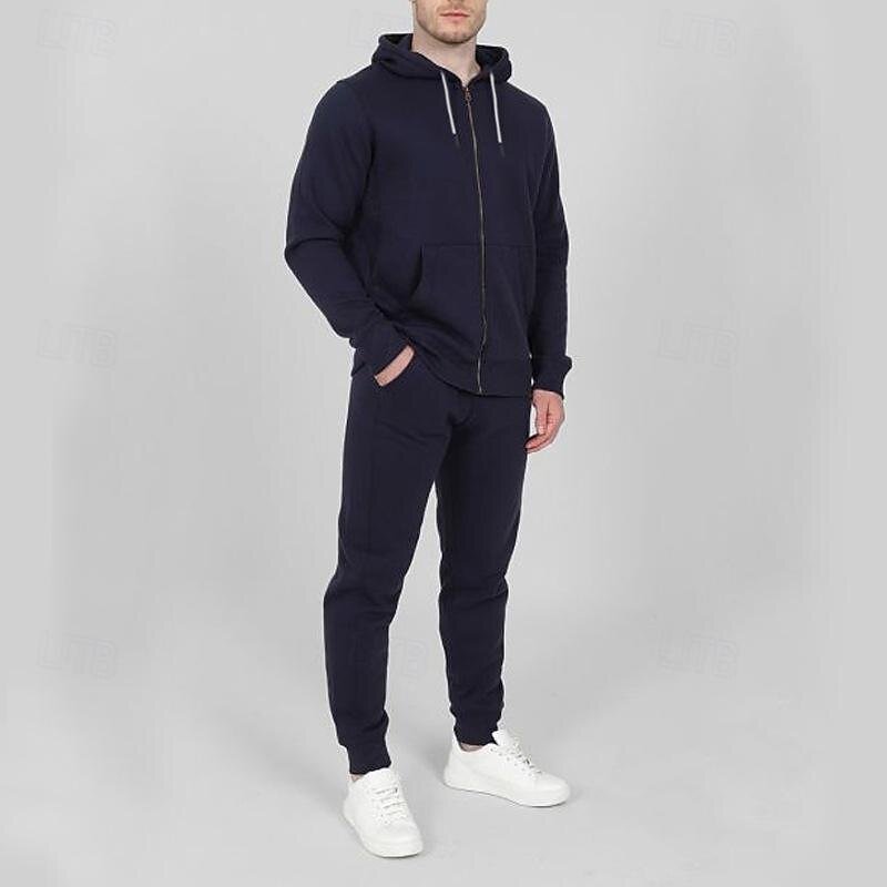 Men's Tracksuit Jogging Suit Drawstring Pocket Color Block Jacket and Sweatpants Athletic Clothing Set Spring Dark Grey Black Gym Workout Jogging Running Soft Breathable Long Sleeve Sport Activewear