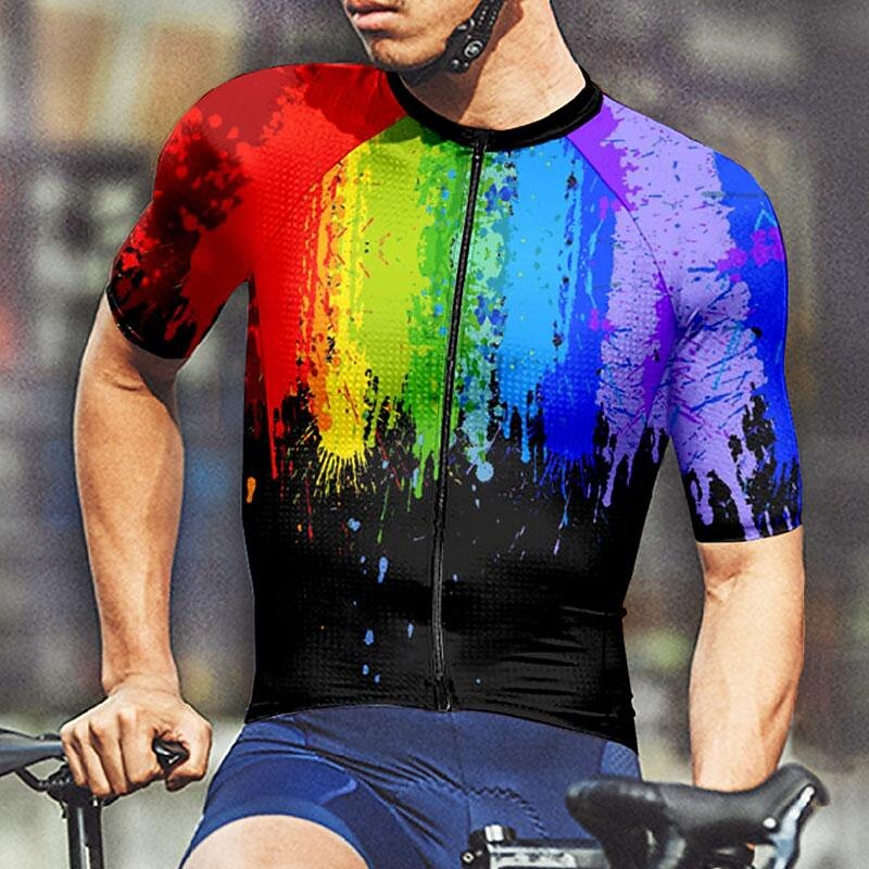 Men's Cycling Jersey Graffiti Short Sleeve Bike Tee Tshirt Jersey with 3 Rear Pockets Mountain Bike MTB Quick Dry Anatomic Design Wicking Breathable Sports Black White Red Clothing Apparel