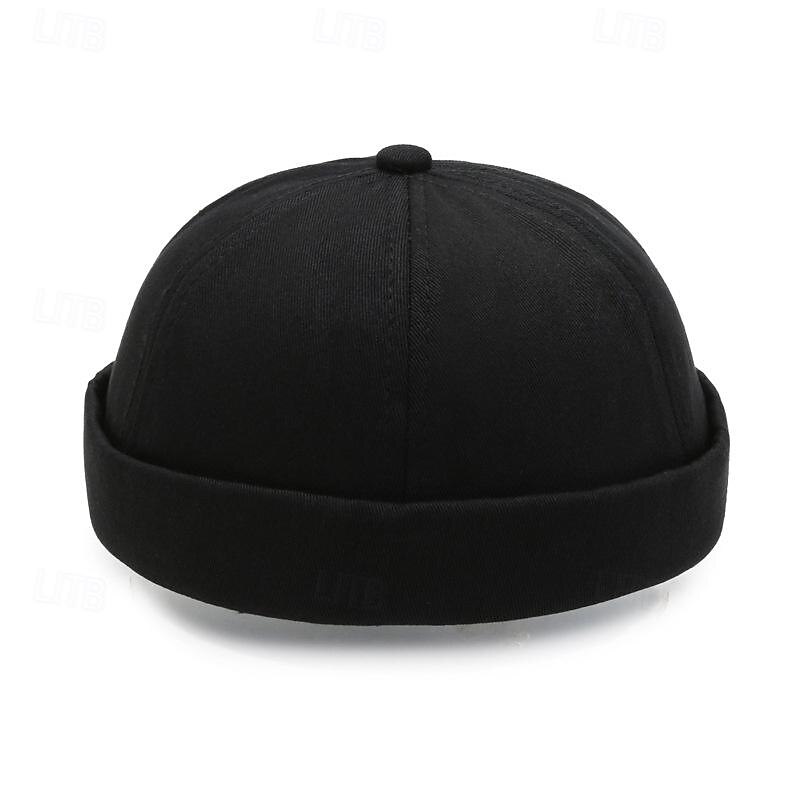 Men's Melon Cap Hat Black Yellow Cotton Fashion Casual Street Daily Plain Adjustable Breathable2
