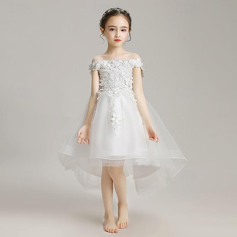 Toddler Girls' Flower Girl Dress Party Dress Sequin Sleeveless Performance Wedding Party Mesh Cute Princess Polyester Above Knee Sheath Dress Tulle Dress Summer Spring Fall 3-7 Years White Pink Red3
