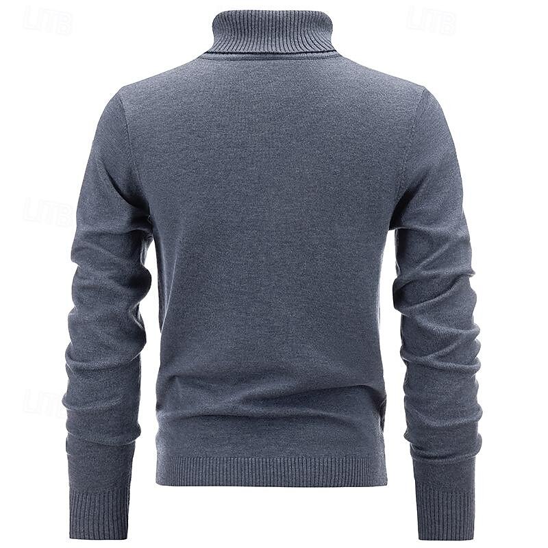 Men's Pullover Sweater Jumper Knit Sweater Mens Turtle Neck Jumper Ribbed Knit Regular Knitted Plain Turtleneck Fashion Basic Daily Wear Date Clothing Apparel Fall & Winter Black White S M L2