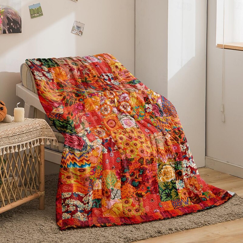 Mandala ethnic abstract splicing pattern flannel blanket sofa cover blanket office lunch nap blanket air conditioning blanket skin friendly children adult bedroom blanket3