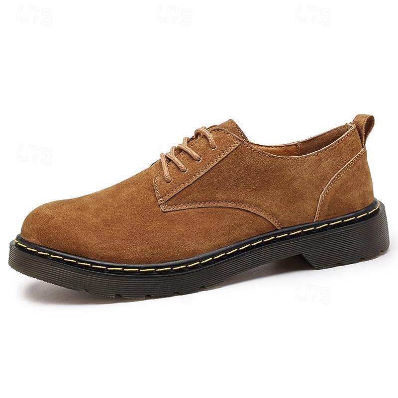 Men's Classic Suede Oxfords with Durable Rubber Sole – Stylish Tan Lace-Up Shoes for All Occasions3