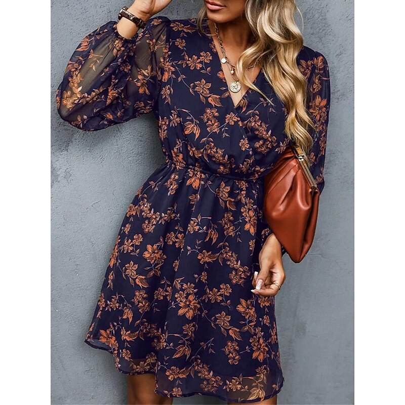 Women's Casual Dress Formal Dress Floral Print V Neck Mini Dress Stylish Casual Daily Date Long Sleeve Summer 14