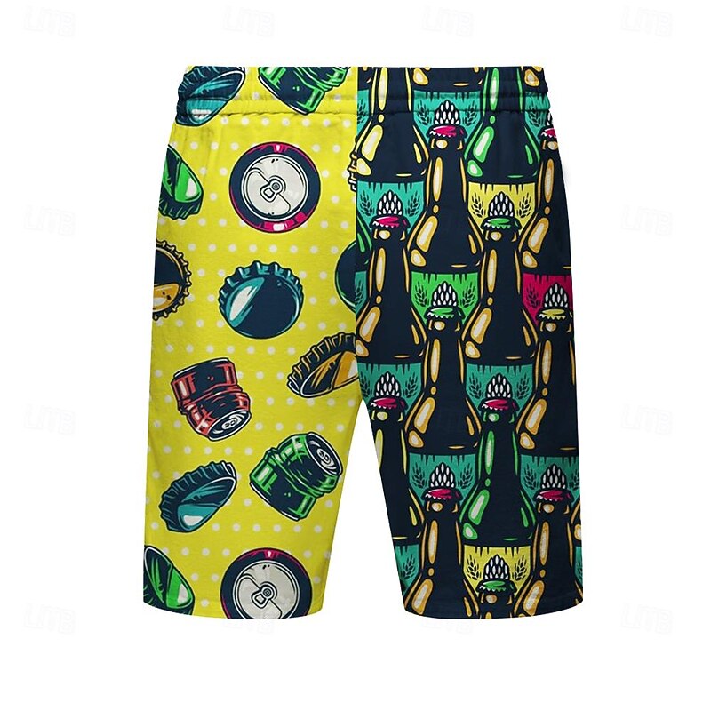 Men's 3D Print Beer Swim Trunks Swim Shorts Board Shorts Mid Waist Fashion Streetwear Designer Casual Daily Holiday Pocket Drawstring Elastic Waist Designer Clothing Apparel2
