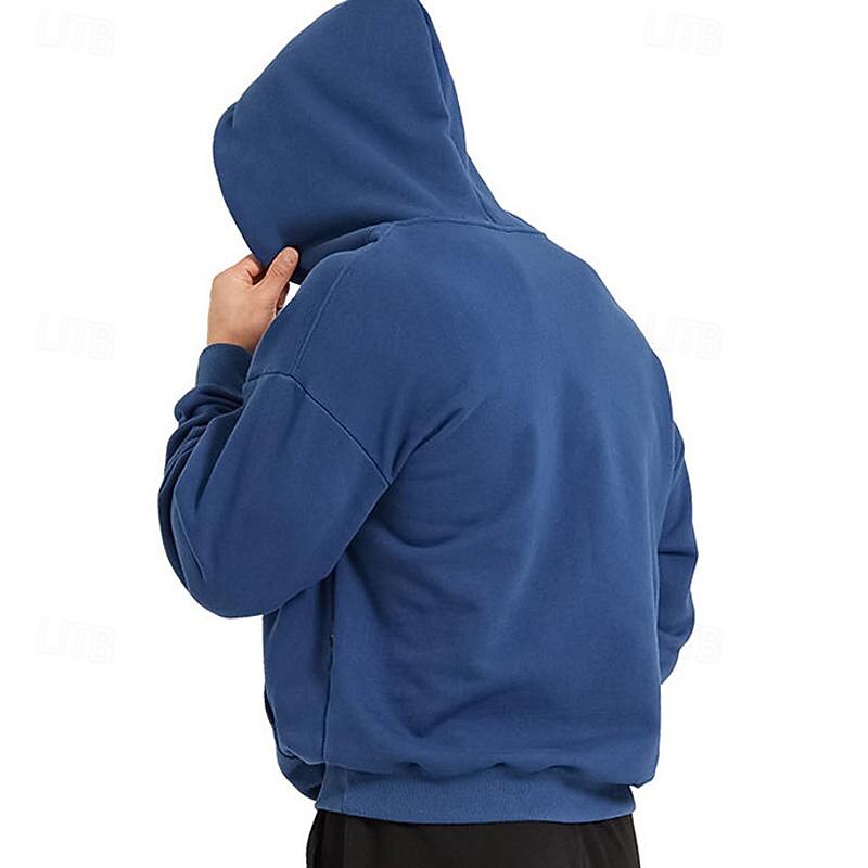 Men's Hoodie Apricot Black Royal Blue Light Grey Hooded Plain Front Pocket Sports & Outdoor Daily Holiday Streetwear Basic Casual Spring &  Fall Clothing Apparel Hoodies Sweatshirts3