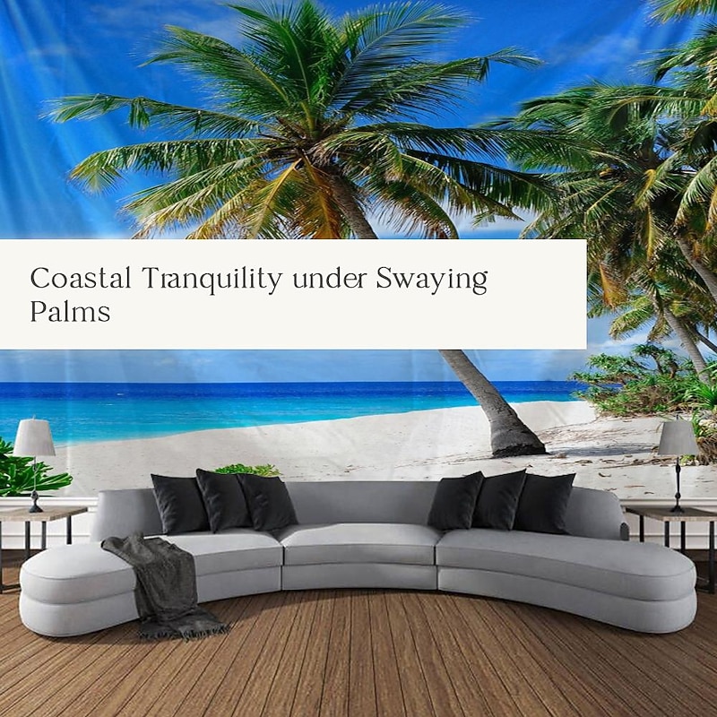 Wall Tapestry Art Decor Blanket Curtain Picnic Tablecloth Hanging Home Bedroom Living Room Dorm Decoration Landscape Sea Ocean Beach Coconut Tree2