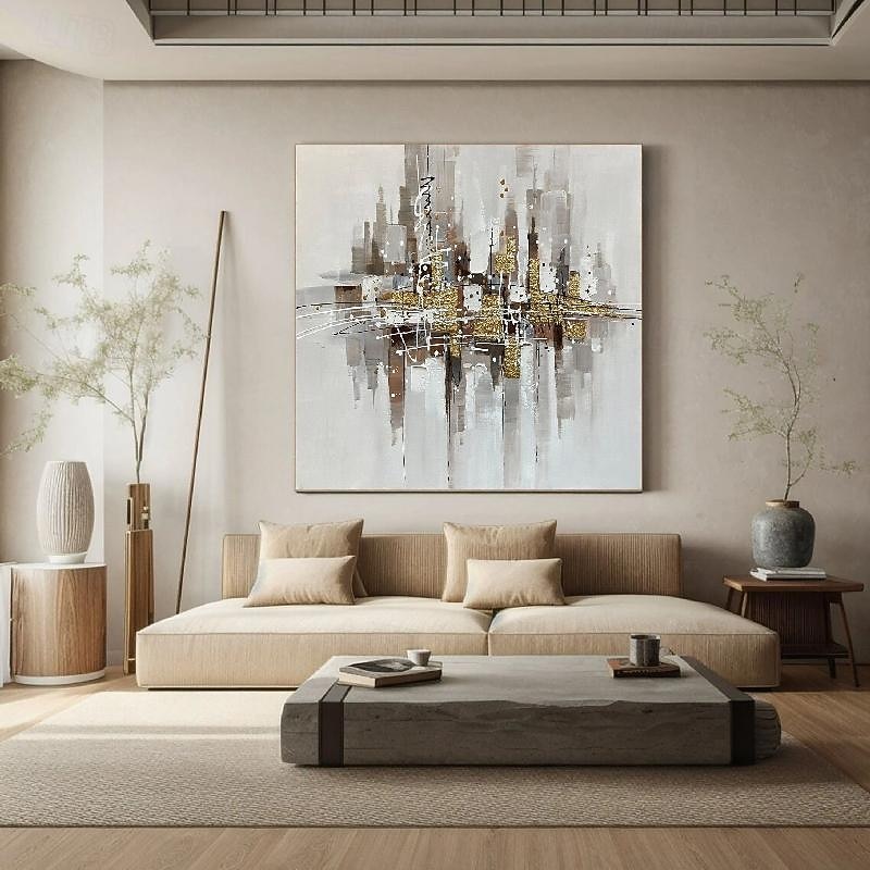 Oversized city Painting handmade Gray Abstract Painting Black And Golden Canvas Art Modern Painting Large Artwork Abstract gold painting for Wall Art Living Room Art4