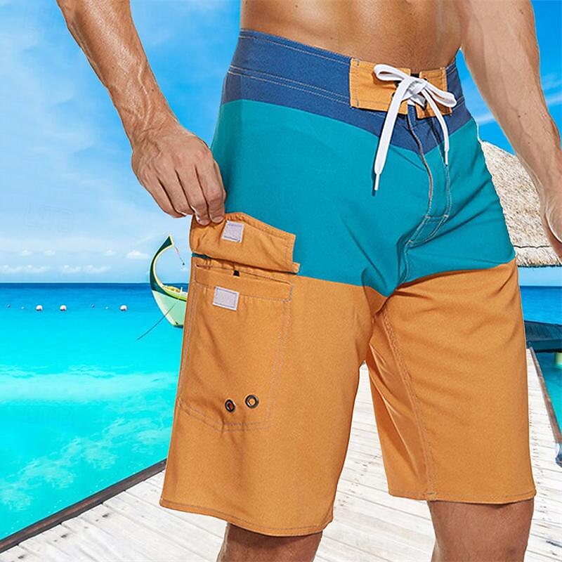 Men's Swim Trunks Swim Shorts Board Shorts Pocket Drawstring Elastic Waistband Shorts Outdoor Sports & Outdoor Beach Fall Quick Dry Lightweight Soft Swimming Surfing Beach Standard Fit Sportswear