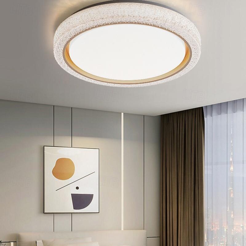 LED Ceiling Lights Dimmable 50cm 1-Light Modern Industrial Art Circular Brushed Metal Semi Flush 42W for Kitchen Bedroom Living Room 220-240V