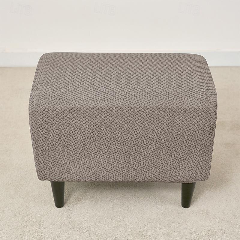 Stool Pedal Cover Jacquard Stretch Ottoman Slipcovers Thick Folding Storage Covers Square Footstool Protector with Elastic Bottom for Living Room4
