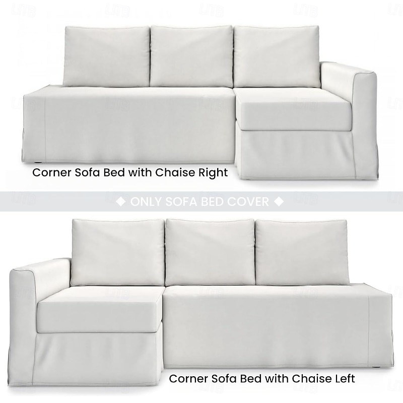 Sofa Bed Cover with Storage Solid Color Slipcovers  FRIHETcover LITB PRIME cover4