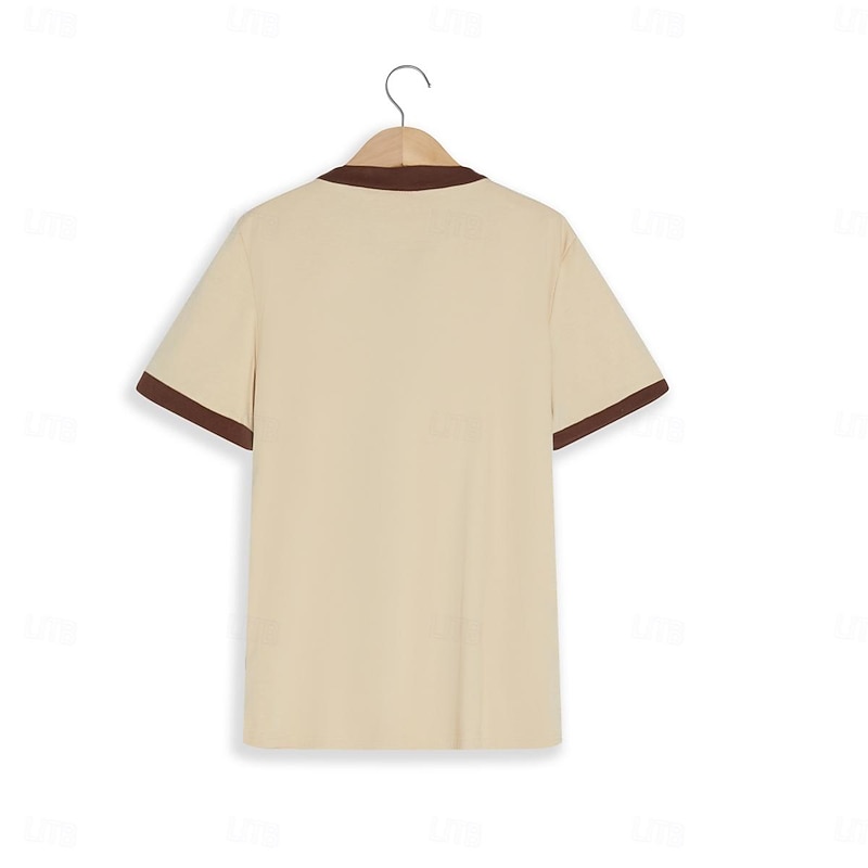 Men's T shirt Tee Henley Shirt Tee Top Solid Color Henley Outdoor Casual Short Sleeve Button Clothing Apparel Cotton Blend Fashion Designer Comfortable4