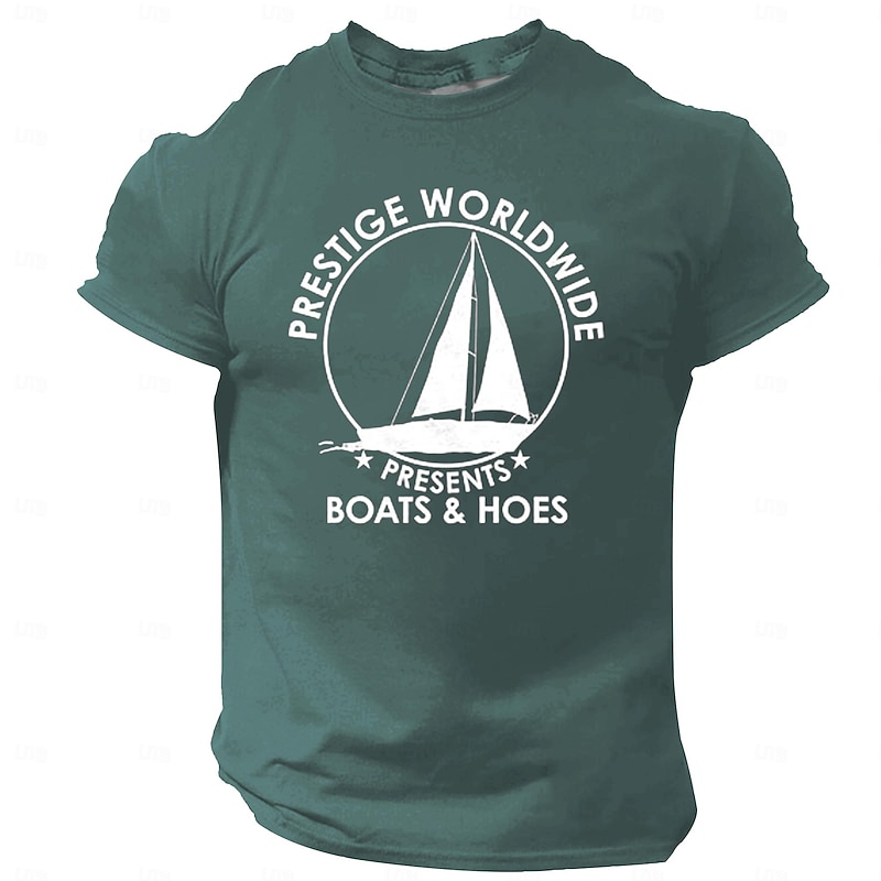 Men's Prestige Worldwide Boats & Hoes Graphic T-Shirt | Funny Pop Culture Movie Quote Tee