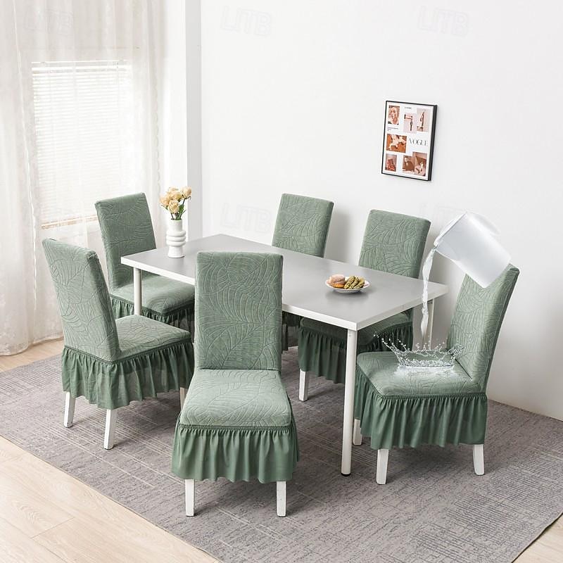 Water Resistant Adjustable Chair Covers Set Dining Room Stretch Jacquard Spandex Seat Slipcover Removable High Back Chairs Cover