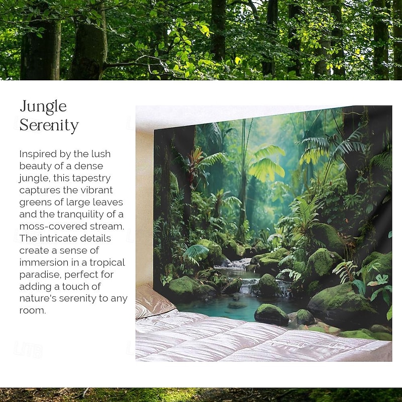 Rainforest Landscape Hanging Tapestry Wall Art Large Tapestry Mural Decor Photograph Backdrop Blanket Curtain Home Bedroom Living Room Decoration4