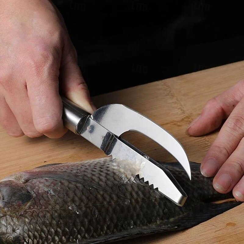 3-in-1 Fish Cleaning Knife - Scrapes, Cuts, and Guts Fish Effortlessly Stainless Steel, Lightweight - Easy Fish Preparation Tool