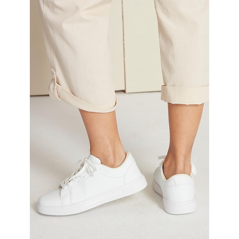 Women's Classic White Sneakers – Comfortable Lace-Up Athletic Shoes for Casual and Everyday Wear4