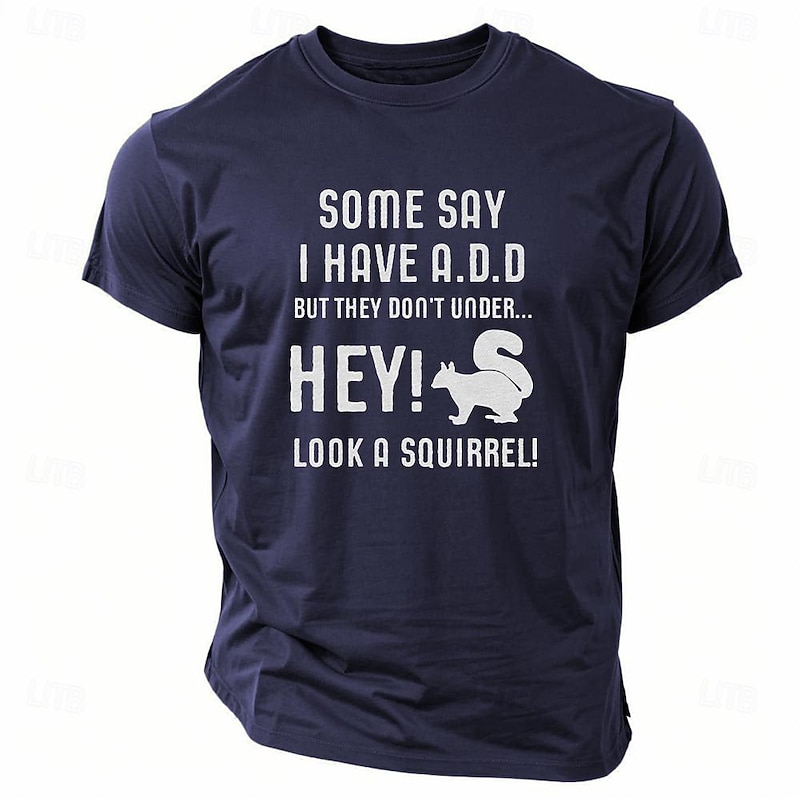 Men's Funny Short Sleeve T-Shirt | A.D.D. Squirrel Distraction Graphic Tee | Lifestyle Humor Apparel3