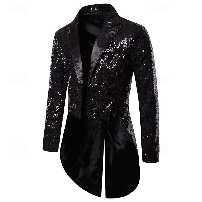 Disco 1980s Tuxedo Tailcoat Disco Sequins Fancy Dress Men's Carnival Costume Masquerade Party Club Pride Parade Adults' Coat2