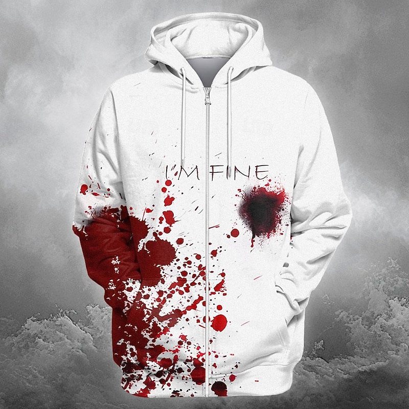 Blood stains Men's Comfort Color Sweatshirts Fashion 3D Print Hoodie Hoodies White Crew Neck Fall