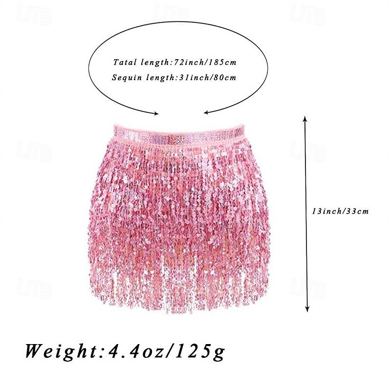 Boho Sequin Tassel Hip Scarf Multilayer Belly Dance Belt Dance Performance Skirt for Women and Girls3