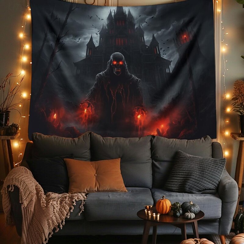 Halloween Decorations Monster Castle Hanging Tapestry Wall Art Large Tapestry Mural Decor Photograph Backdrop Blanket Curtain Home Bedroom Living Room2