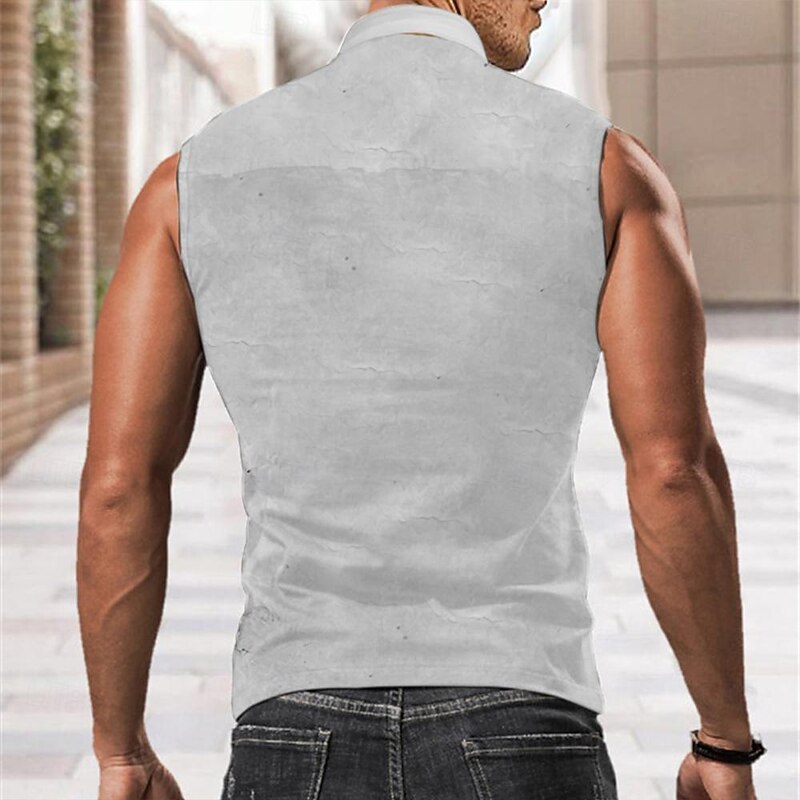 Men's Nautical Sailboat Shirt Western Shirt Cowboy Shirt Sleeveless Western Style Outdoor Work Causal Summer Spring Shirt Collar Gray3