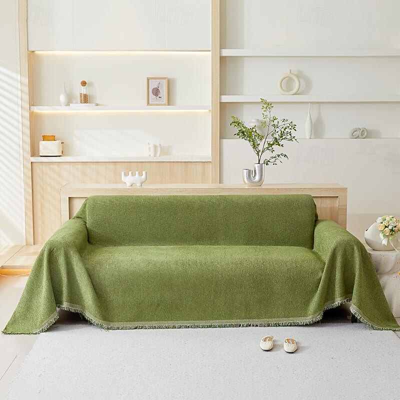 Sofa Blanket Solid Color Jacquard Polyester Slipcovers2