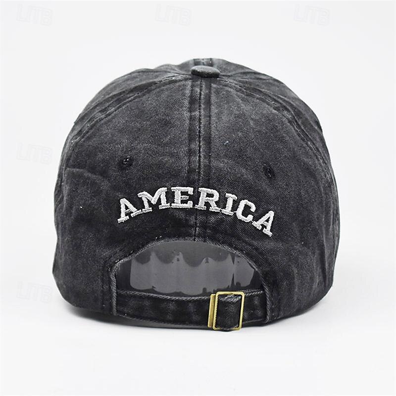 Men's Baseball Cap Sun Hat Trucker Hat Black Yellow Cotton Embroidered Fashion Casual Street Daily American US Flag Adjustable Sunscreen Breathable4
