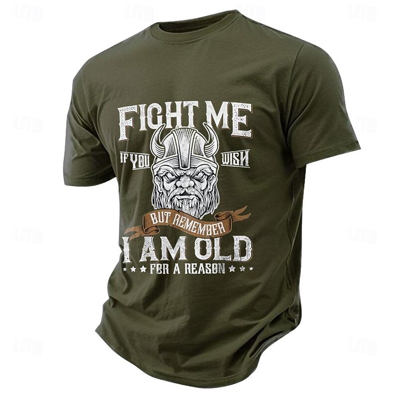 Men's Old Man Letter Print T shirt Tee Top Short Sleeve T shirt Crew Neck Shirt Sports Classic Casual Street Sports Outdoor Black Army Green Dark Blue Summer Spring Clothing Apparel S M L XL XXL2