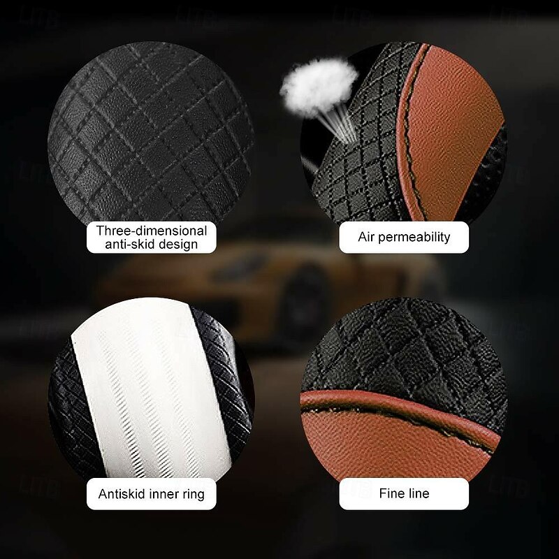 1 PCS Microfiber Breathable Ice Silk Car Steering Wheel Cover Easy to Install Universal Fit For 15"~15"1/23