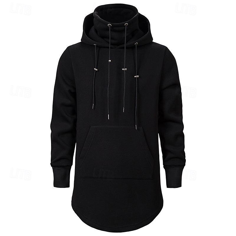 Men's Hoodie Black Dark Gray Hooded Plain Pocket Drawstring Sports & Outdoor Daily Holiday Streetwear Basic Casual Spring &  Fall Clothing Apparel Hoodies Sweatshirts