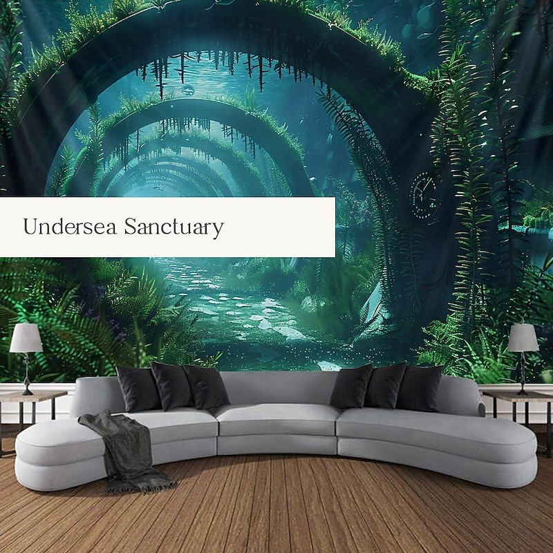 Submarine Cabin Undersea Hanging Tapestry Wall Art Large Tapestry Mural Decor Photograph Backdrop Blanket Curtain Home Bedroom Living Room Decoration2