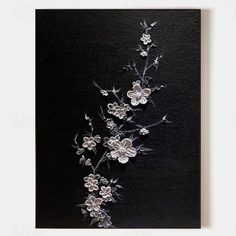 3D  Floral Textured oil painting handmade Wall Art Wabi-Sabi Minimalist Canvas painting hand painted Wall Decor flower painting for Living Room Floral Oil Painting Spring Decor Knife Painting