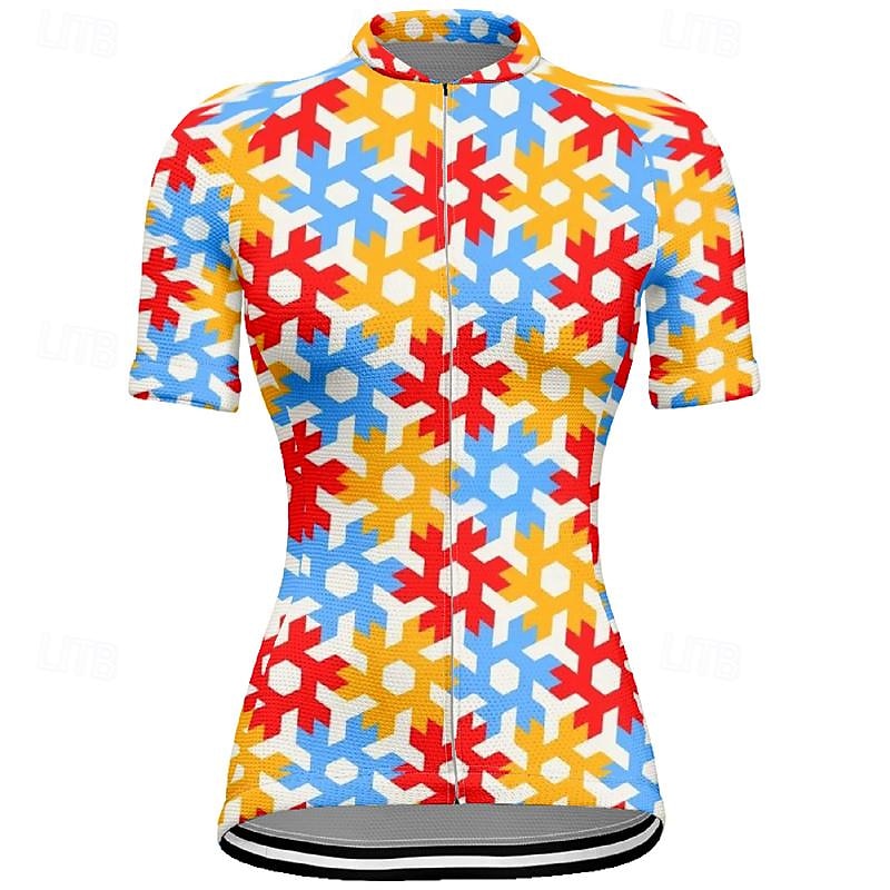 Women's Cycling Jersey Flower Short Sleeve Bike Tee Tshirt Top with 3 Rear Pockets Mountain Bike MTB Road Bike Cycling Quick Dry Front Zipper Wicking Sports Orange Clothing Apparel2