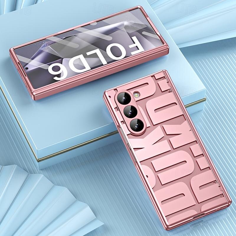 Phone Case For Samsung Galaxy Z Fold 6 Z Fold 5 Z Fold 4 Z Fold 3 Back Cover with Screen Protector Full Body Protective Shockproof Plating PC4