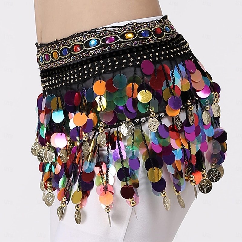 Womens Belly Dance Hip Scarf  Sweet Belly Dance Skirt Wrap Performance Bling Sequins Coins Belly Dance Costume4