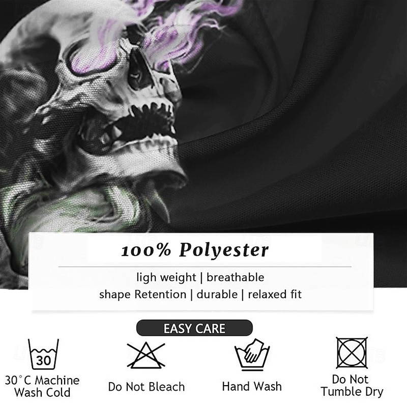 Halloween Men's Skull Christian Halloween Costumes Shirt Button Up Shirt Long Sleeve Casual Dark Party Evening Wear Daily Fall Winter Spring & Summer Turndown Shirt Collar Button Up 3D Print Black3