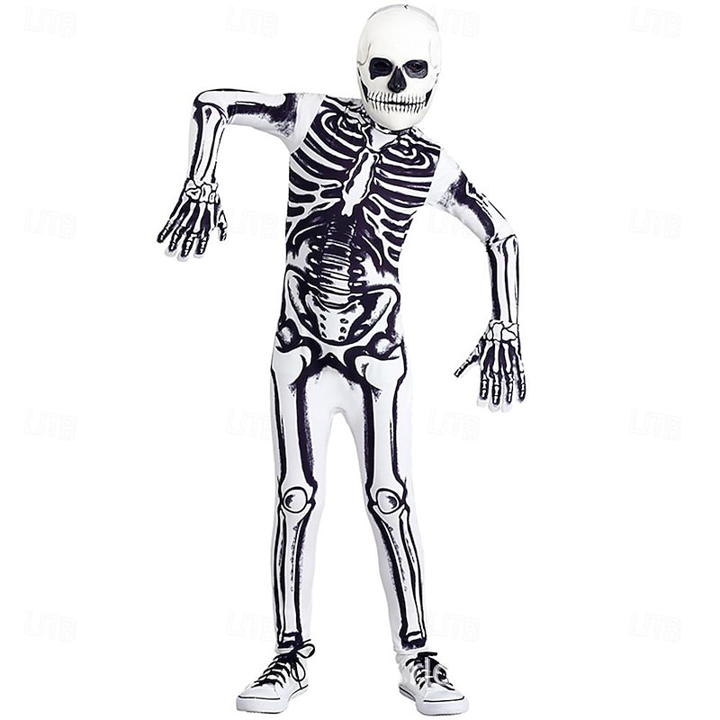 Skeleton Skull Halloween Cosplay Costume One Piece Kid's Boys' Girls' Halloween Masquerade Halloween Masquerade Easy Halloween Costumes Dress Up