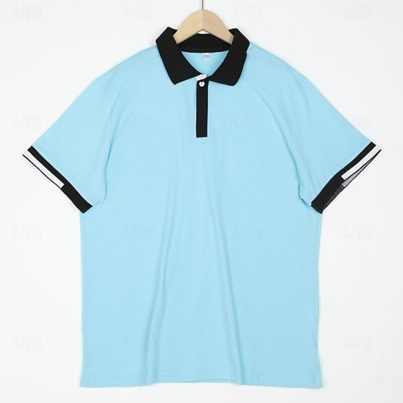 Men's Polo Shirts Sports Polo Shirts Casual Sports Ribbed Polo Collar Short Sleeve Fashion Basic Solid Color Classic Style Summer Regular Fit Light Blue Black White Light Green Red Polo Shirts2