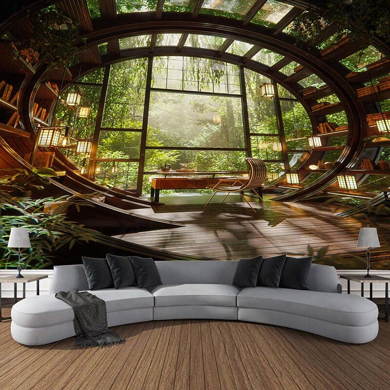 Nature Tree Cave Landscape Hanging Tapestry Wall Art Large Tapestry Mural Decor Photograph Backdrop Blanket Curtain Home Bedroom Living Room Decoration2