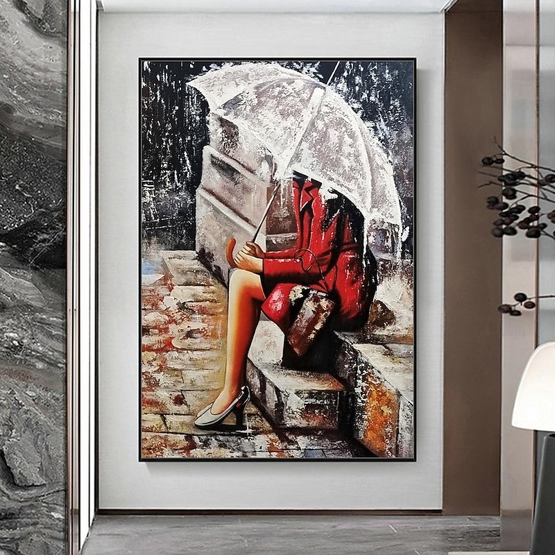 Mintura Handmade Girl Oil Paintings On Canvas Modern Wall Art Room Decoration Abstract Picture For Home Decor Rolled Frameless Unstretched Painting