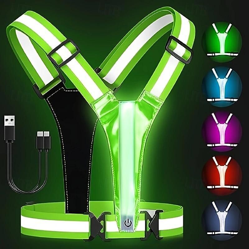 1pc LED Reflective Running Vest Light High Visibility, Rechargeable & Adjustable Lighting for Safe Walking, Running, Cycling Durable & Comfortable Design