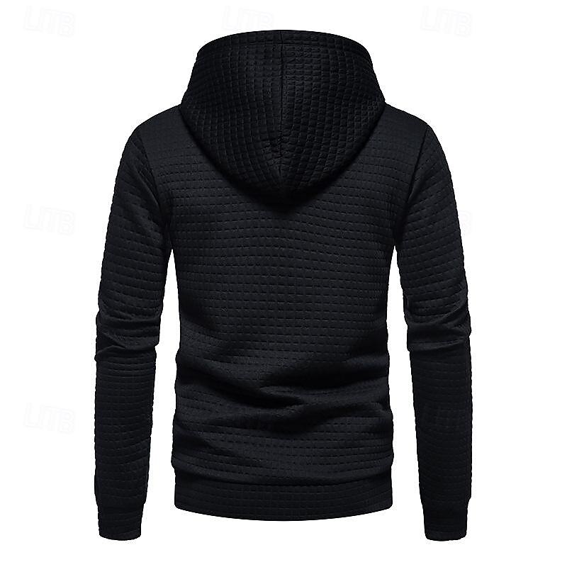 Men's Waffle Hoodies Hoodie Black White Light Grey Dark Gray Hooded Plain Pocket Sports & Outdoor Daily Holiday Polyester Streetwear Basic Casual Spring &  Fall Clothing Apparel Hoodies Sweatshirts3