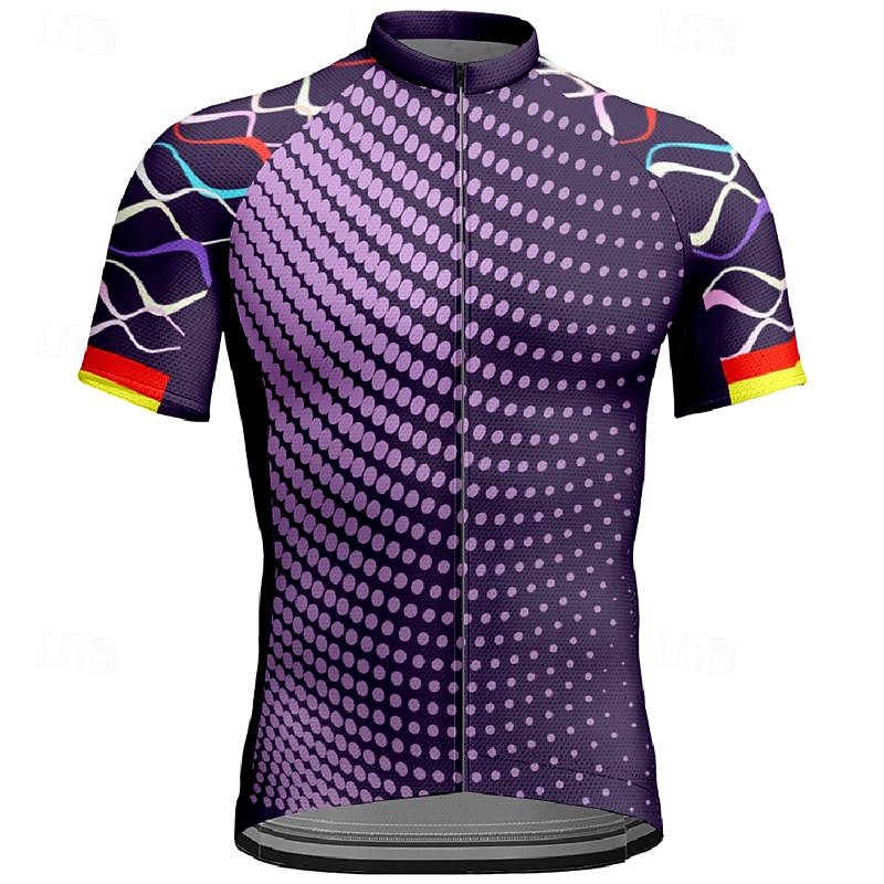 Men's Cycling Jersey Color Block Geometic Short Sleeve Bike Tee Tshirt Jersey Top with 3 Rear Pockets Mountain Bike MTB Quick Dry Breathable Sports Red Navy Blue Blue Clothing Apparel